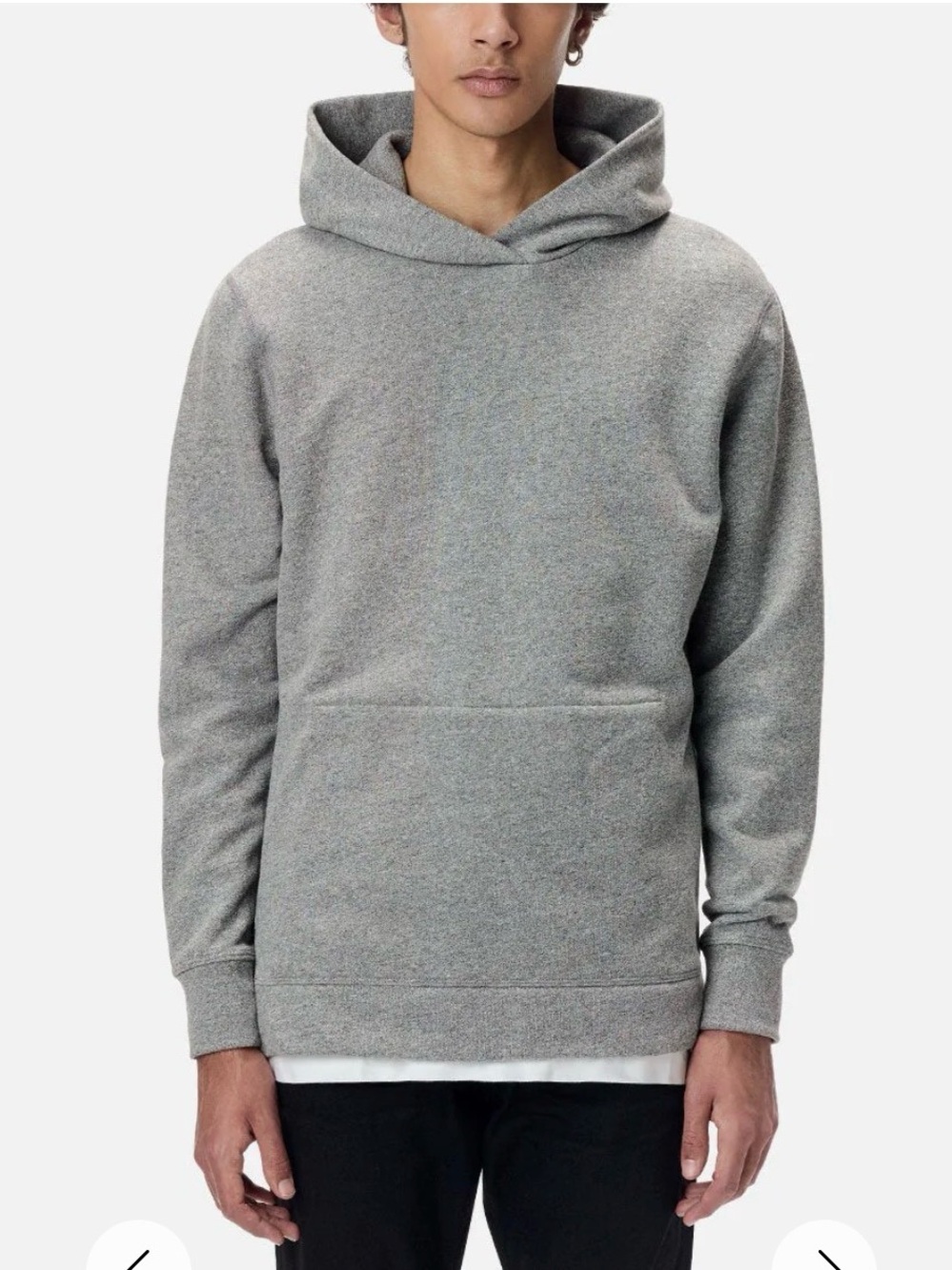 John Elliott Villain Hoodie size 3 (large) w side zip in heather grey